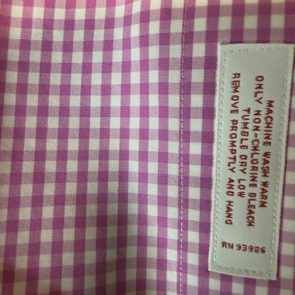 Brooks Brothers Non-Iron Gingham Shirt Mens L Fuchsia White Traditional Fit Polo - Picture 10 of 10